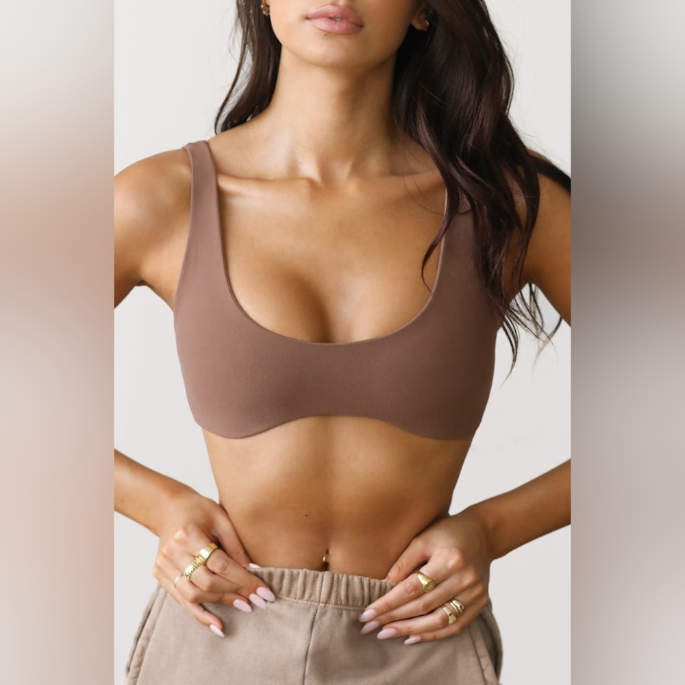 joah brown sueded bra mocha